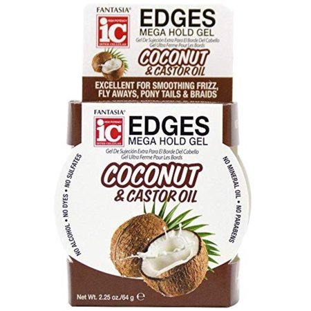 Fantasia IC Hair Polisher Coconut & Castor Oil Edges Mega Hold Gel  2.25 Oz